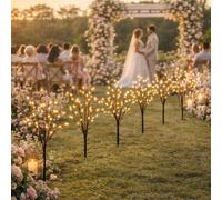 Valiant Christmas Pathway Lights | 8 Pack Warm White LED Sprig Branch Lights with Ground Stakes | 8 Display Modes | Weatherproof Cable | Outdoor Festive Decoration