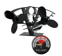 Valiant Whirlwind Twin Stove Fan & Magnetic Stove Thermometer in Red Valiant Red