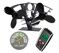 Whirlwind Twin Blade Stove Fan, Moisture Meter and Magnetic Thermometer in Green Valiant Green One Size