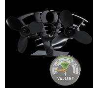 Valiant Whirlwind Twin Blade Stove Fan & Magnetic Thermometer in Green Set Valiant Green