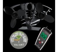 Valiant Whirlwind Twin Blade Stove Fan, Magnetic Thermometer & Moisture Meter in Green Valiant Green
