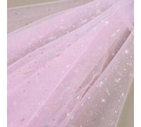 Valicaer 1.5x2m Light Pink Glitter Star Tulle Mesh Fabric Shiny Polyester Sheer Material for Stage Costumes, DIY Crafts, Wedding Decor Birthday Party Decoration (Light Pink)