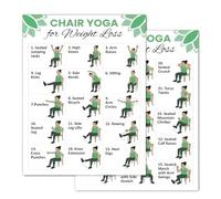 Valicaer 2 PCS 10-Inch Chair Yoga Posters, 30-Day Exercise Plan for Seniors & Beginners, Home Gym Wall Art for Flexibility & Balance Training