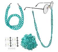 Valicaer 2 Pcs DIY Women's Glasses Chain Neck Strap Buckle kit-Adjustable Acrylic chain,Anti-Lost Sunglasses Lanyard with 12 Silicone Eyeglass Connector,4 Steel Jump Rings(Light Green)