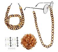 Valicaer 2 Pcs DIY Women's Glasses Chain Neck Strap Buckle kit-Adjustable Acrylic chain,Anti-Lost Sunglasses Lanyard with 12 Silicone Eyeglass Connector,4 Steel Jump Rings (Orange)