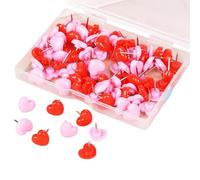 Valicaer 200pcs Thumb Tacks,Heart Push Pins for Cork Board, Drawing Pins for Bulletin Board Notice Board,Cork Pin for Office Home School Photo Poster Map Memo(Pink,Red)