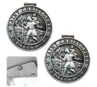 Valicaer 2Pcs St Christopher for Car, Zinc Alloy Saint Christopher Car Visor Clip Guardian Angel Hanging Accessories, New Driver Gifts for Friends Family Car Gifts