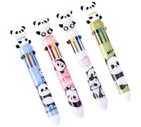 Valicaer 4 PCS Multicolour Retractable Ballpoint Pens 10-in-1 Pens Multi Coloured Pens All In One, Fine Point 0.5 mm Writing Pens Switchable Color Pen for Office School Students Gift (Panda)