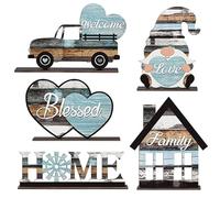Valicaer 5 Pcs Home Decor Wooden House Ornaments - Decorative Accessories for Living Room Shelves | Ideal Gifts for Women & Men | Sweet Home Decoration