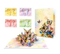 Valicaer 5Pcs Butterfly Flower 3D Pop Up Card,Exquisite Floral Design Birthday Cards for Women,Mum & Daughter Handmade Mother’s Day, Anniversary Thank You Card with 4 Envelope Card (Wild Butterfly)