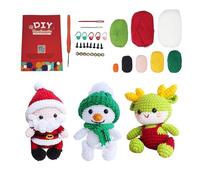 Valicaer Christmas Beginners Crochet Kit,Crochet Starter Kit Learn to Knitting Kit Complete 3 Pcs Crochet Knitting Kit with Video Tutorial,Crochet Yarn,Crochet Hook,DIY Crochet Craft Kit for Kid Adult