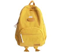 Valicaer Cute School Bags for Girls - Kawaii Corduroy Duck Backpack for Girls & Teens, Funny Cartoon Rucksack for Primary and Secondary Middle School (Yellow)