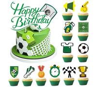 Valicaer Football Cake Decorations, 2026World Cup Football Cake Toppers Soccer Birthday Cake Topper for Kids Boys, Personalised Football Cupcake Toppers,Football Party Decorations Birthday Supplies