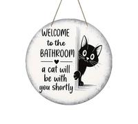 Valicaer Funny Cat Bathroom Sign, Welcome to the Bathroom Cat Bathroom Decor, Bath Room Wall Art Cats Lover Gift for Home Decor