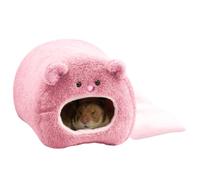 Valicaer Guinea Pig Bed House,Hamster Small Animal Beds Hideout Winter Pet Tent Cave Bed with Removable Pad Cozy Winter Nest Hamster Accessories for Rabbit Hedgehog Chinchilla Bearded Dragon (Pink)