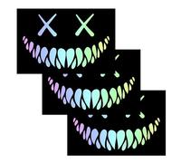 Valicaer Halloween Window Stickers,Reflective Reusable Stickers,Car & Window Stickers,Dickens Demon Smile Stickers for Car & Home Window Decorations Clings for Halloween (Laser, 3PCS)