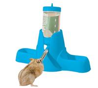 Valicaer Hamster Water Bottle,80ml Guinea Pig Water Bottle Non Drip Hamsters Automatic Water Dispenser with Stand and Two Food Container for Small Animals,Rabbit,Dwarf,Gerbil,Chinchilla (Blue, L)