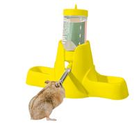 Valicaer Hamster Water Bottle,80ml Guinea Pig Water Bottle Non Drip Hamsters Automatic Water Dispenser with Stand and Two Food Container for Small Animals,Rabbit,Dwarf,Gerbil,Chinchilla (Yellow, L)