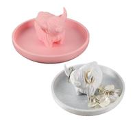 Valicaer Highland Cow Ring Holder, Marble & Pink Boho Jewelry Dish Trinket Tray, Decorative Ring Plate and Organizer for Vanity, Bathroom Desk, PLA Ring Dish Gift for Women