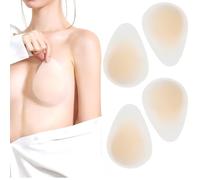 Valicaer Invisible Bra 2 Pairs,Reusable Silicone Nipple Covers,Stick on Bra for Women - Strapless Adhesive Push Up Bra, Backless Silicone Self Stick Bra for Dresses Swimwear Party Weddings (Large)