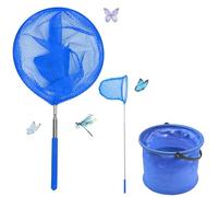 Valicaer Kids Fishing Net & Extendable Butterfly Net and Folding Fish Bucket-Telescopic Bug Catcher for Crabbing, Insects, and Small Fish in Ponds & Pools - Ideal for Outdoor Play