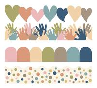 Valicaer Multicolor Classroom Borders - 80 Sheets, 4 Styles, Self-Adhesive Paper, Colorful Dot & Confetti Pattern, Office/School Wallpaper