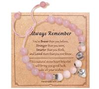 Valicaer Natural Stone Crystal Bracelet Gift for Women - Adjustable Stretch Pink Zebra Meditation Jewelry with Inspirational Quote Card, Friendship Birthday BFF Gifts (Clear Pink)