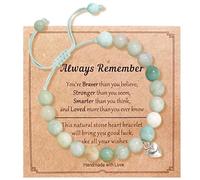 Valicaer Natural Stone Crystal Bracelet Gift for Women - Adjustable Stretch Pink Zebra Meditation Jewelry with Inspirational Quote Card, Friendship Birthday BFF Gifts (Green)