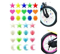 Valicaer Reflectors Bicycle Children 252 Pieces Colourful Spoke Beads Set, Glow-in-the-Dark & Reflective Bicycle Decoration in Heart, Ball, Star & Moon Shape for All Bikes