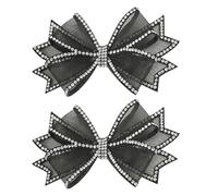 VALICLUD 1 Pair Bow Shoe Clips Handmade Rhinestone Bow Shoes Decoration Charms Bowknot Shoes Jewelry Decorative Shoe Accessories for Women Bride Wedding Black