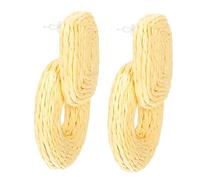 VALICLUD 1 Pair Handmade Raffia Woven Earrings Geometric Design for Summer Fashion Skin Friendly Jewelry for Daily Wear and Special Occasions for All Outfits Durable and Stylish Decor