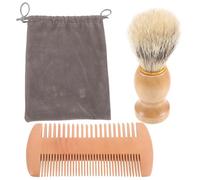 VALICLUD 1 Set Beard Brush Set Wood Beard Comb Wooden Comb Shaving Brush for Travel Pocket Comb Comb Shaving for Men Wooden Beard Comb Beard Shaping Tool Light Brown Bristle Hair