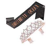 VALICLUD 1 Set Birthday Queen Sash and Tiara Decorative Etiquette Belt for Birthday Party Supplies Beautiful Crown and Shoulder Strap for Celebrating Your Special Day