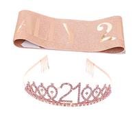 VALICLUD 1 Set Birthday Sash and Tiaras Set for Rose and Sash Party Decorations for Birthday Photo Props and Unforgettable Memories