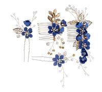 VALICLUD 1 Set Bridal Flower Hair Comb and Pin Set Elegant Wedding Hair Accessories for Women Ladies Stunning Floral Design for Engagements Parties and Special Occasions Pearl and