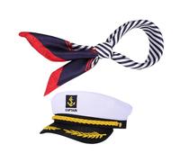 VALICLUD 1 Set Nautical Sailor Hat and Scarf Set for Men and Women Classic Sea Captain Costume Accessories for Parties and Performances Durable and Fade Resistant Design