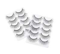 VALICLUD 10 Pairs Natural Artificial Eyelashes Reusable Fake Lashes Volume Thick Simulation Eye Makeup for Soft Lightweight Flared Look