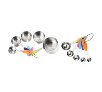 VALICLUD 10 Pcs Stackable Stainless Steel Measuring Spoons and Cups with Scales for Precise Baking and Cooking Space-Saving Design with Comfortable Grip for Dry and Liquid Ingredients
