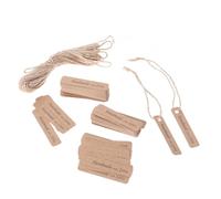 VALICLUD 100pcs Kraft Paper Tags with Strings Handmade Favors Tags Rectangle Beige Paper Labels for Kitchen and Place Name Cards
