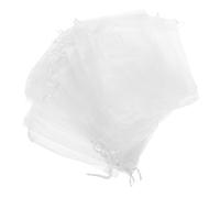 VALICLUD 100pcs White Sheer Organza Bags Drawstring Pouches for Wedding Candy Jewelry Storage Party Favor Packaging
