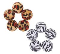 VALICLUD 10pcs Ball for Cat Leopard Print round Plush Interactive Cat Supplies with Knitting Cotton for Exercise and Teasing Health Random Color