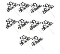 VALICLUD 10pcs Black Fabulous Cake Toppers for Birthday and Wedding Anniversary Decorations Unique Milestone Design for Celebration Cakes and Party Supplies