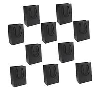 VALICLUD 10Pcs Black Kraft Paper Tote Bags for Favors and Treats Packaging for Sweets Snacks and Takeaway Portable Storage Bags