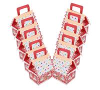 VALICLUD 10pcs Christmas Candy Treat Boxes with Handles Festive Gingerbread Man House Design Large Red Base Paper Favor Boxes for Holiday Parties Cookie Packaging for Xmas Celebrations