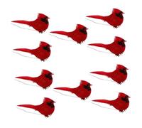 VALICLUD 10pcs Christmas Cardinal Birds Ornaments with Iron Wire Clips Small Feathered Decorations for Tree Branches Hanging Artificial Birds for Festive Home Garden Porch and Party Use