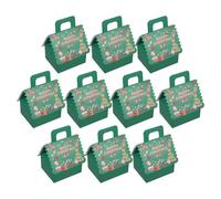 VALICLUD 10Pcs Christmas Gingerbread House Candy Boxes with Dividers, Green Paper Cookie Boxes for Holiday Party Favors and Small Packaging