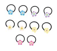 VALICLUD 10pcs Colorful Plumeria Flower Elastic Hair Ties for Women Lightweight Stretchy Hair Bands with Rhinestone Decoration Comfortable Non Slip Ropes for Beach Accessories and Daily Use