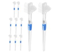 VALICLUD 10pcs Dual Head Denture Brush for Aligners and Dentures with Gentle Plastic Bristles, Portable Double Sided Toothbrush for Travel and Work Oral Care