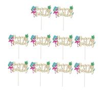 VALICLUD 10pcs Flamingo Cake Decoration Tropical Outdoor Decor Beach Cake Topper Hawaiian Beach Decorations Surfing Theme Birthday Topper