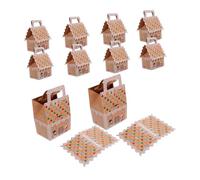 VALICLUD 10pcs Gingerbread House Cookie Boxes Small Bakery Treat Bags with Handle Portable Christmas Candy Packaging Holiday Party Decorations Festive Table Presents
